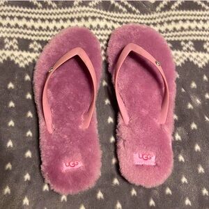 UGG Soft Pink Fluffy Sandals